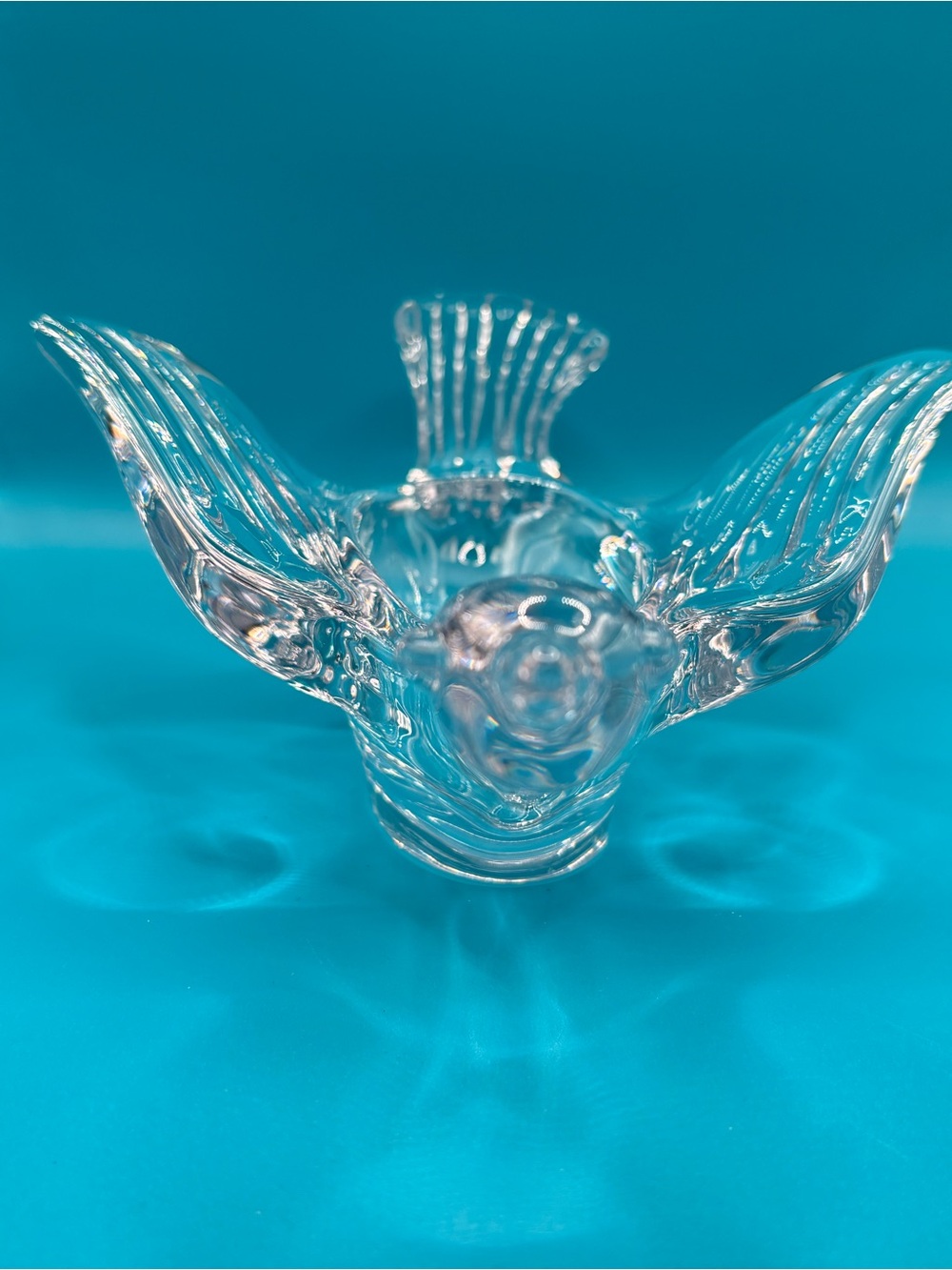 Clear Glass Flying Bird Decorative Dish made in France